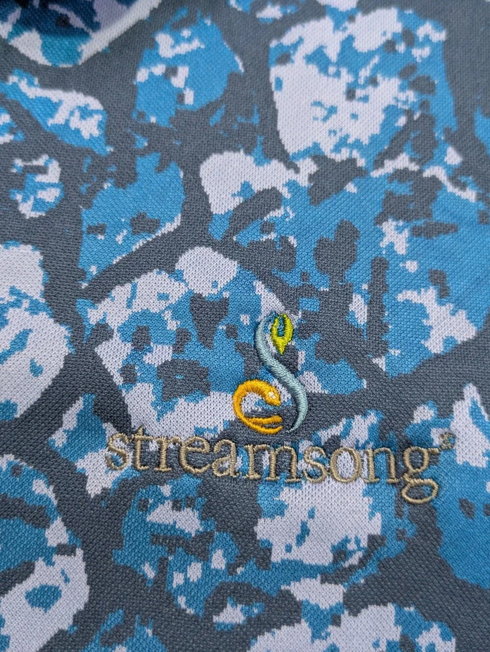 Adidas Golf Polo Shirt Streamsong Golf Small Blue Abstract Pattern Performance